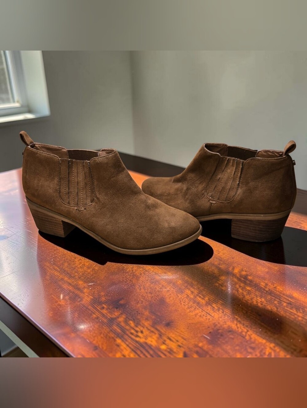 Melrose and Market Brown Faux Suede Chelsea Ankle Booties Size 7.5